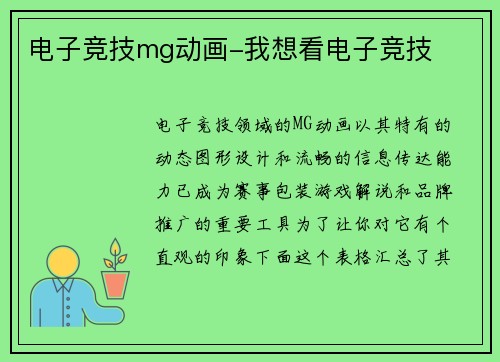 电子竞技mg动画-我想看电子竞技